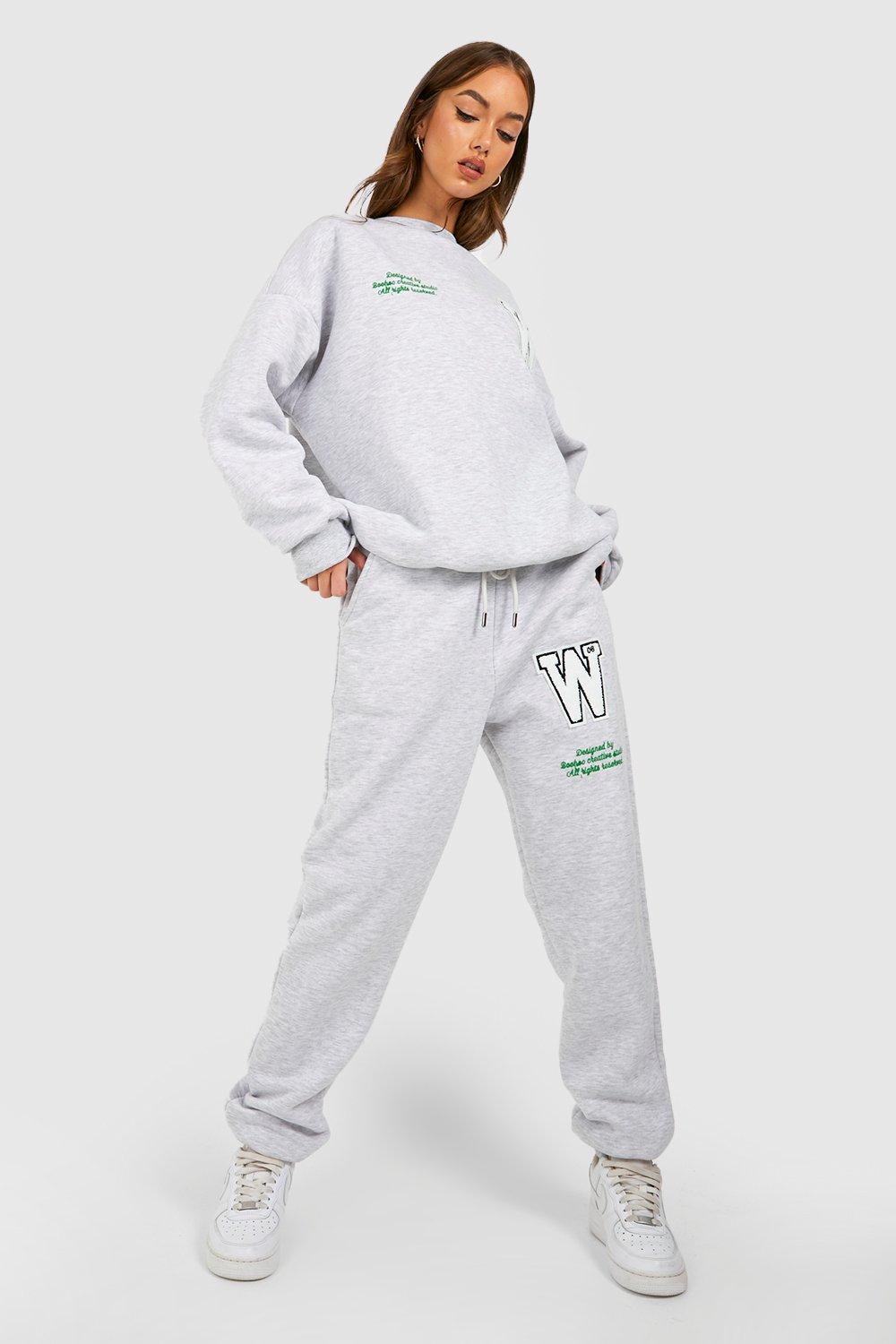 Varsity Applique Sweater Tracksuit boohoo